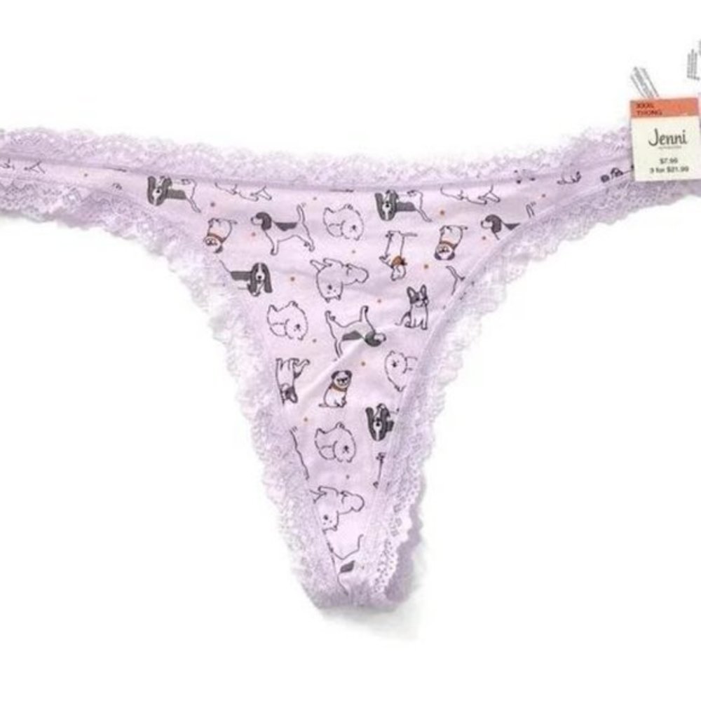 Jenni Women's Lace-Trim Thong-XXXL Color: lavender fog